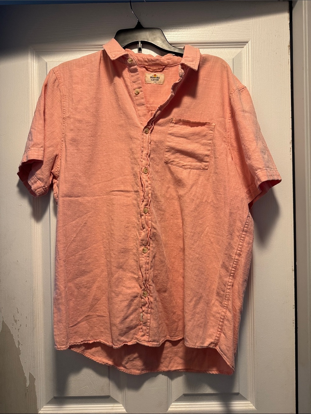 Marine Layer Peach Short Sleeve Button-Up